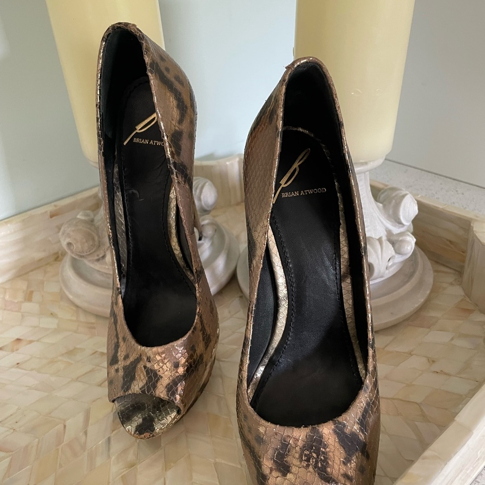 Brian Atwood stacked heels